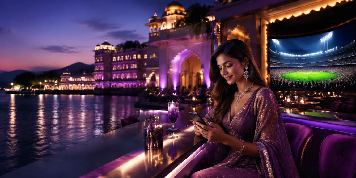 Vibrant neon cricket betting scene in India