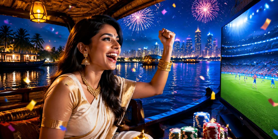 Kerala backwaters lottery gaming scene with traditional players