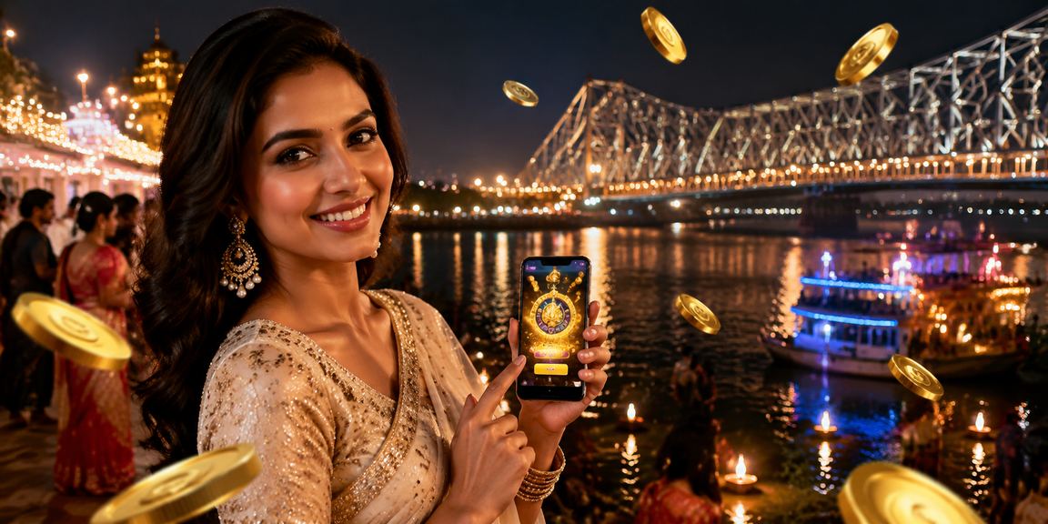 Mobile player accessing lottery site near Howrah Bridge Kolkata